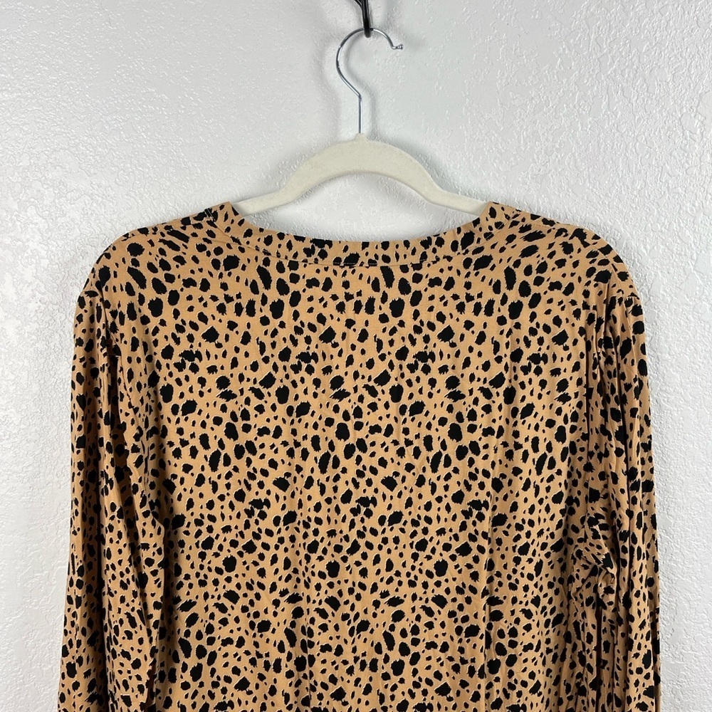 GAP Leopard Animal Print Tiered Swing Dress Sz L Mob Wife Long Sleeve TC0634 - Picture 8 of 8
